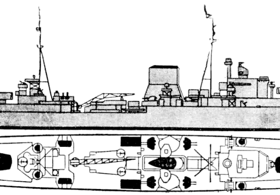 Корабль HMS Achilles [Light Cruiser] (1940) - чертежи, габариты, рисунки